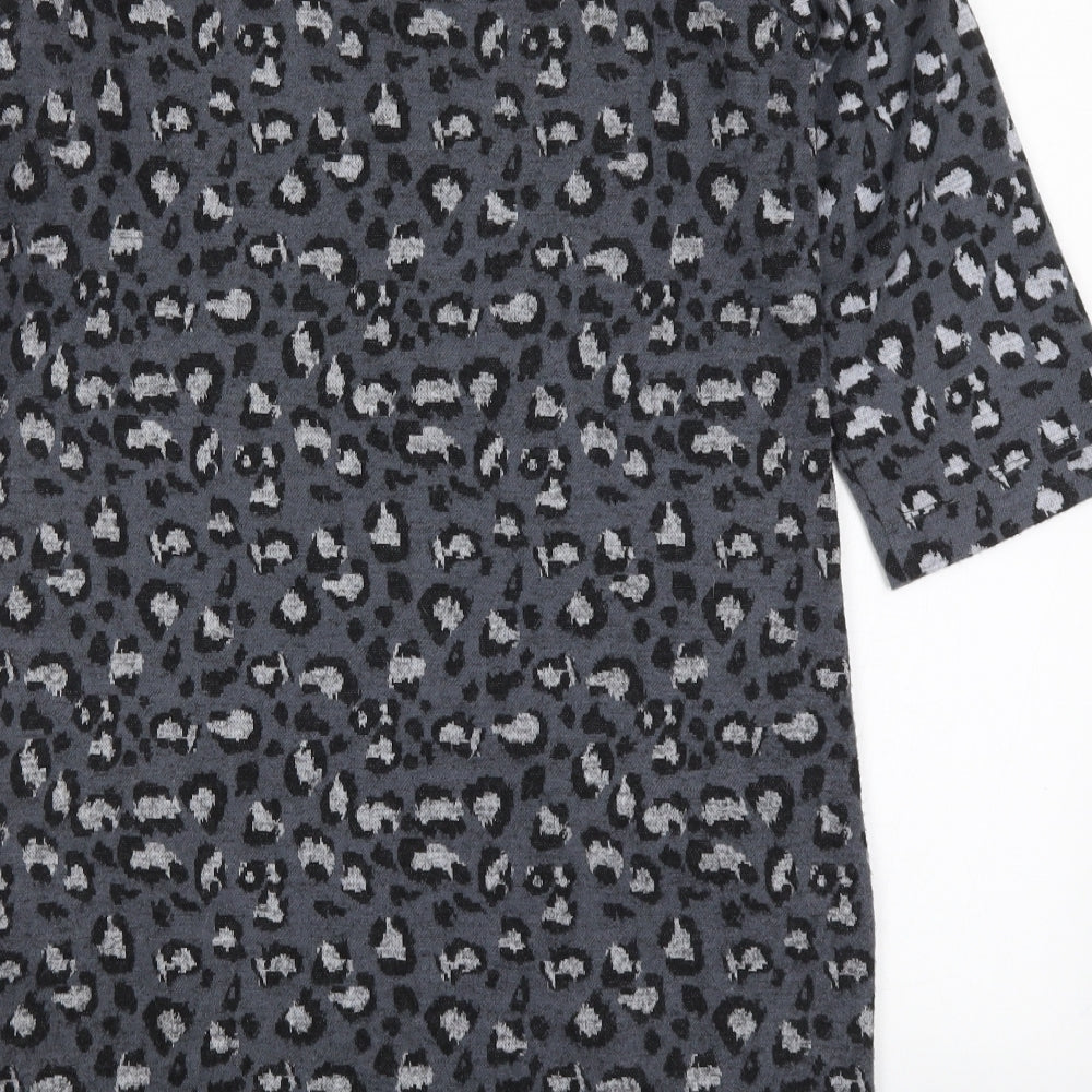 TU Womens Grey Animal Print  T-Shirt Dress  Size 8