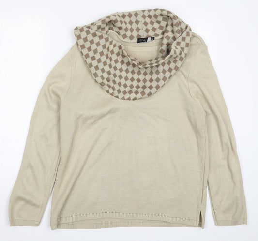 V-Eve Womens Beige Argyle/Diamond Knit Pullover Jumper Size M