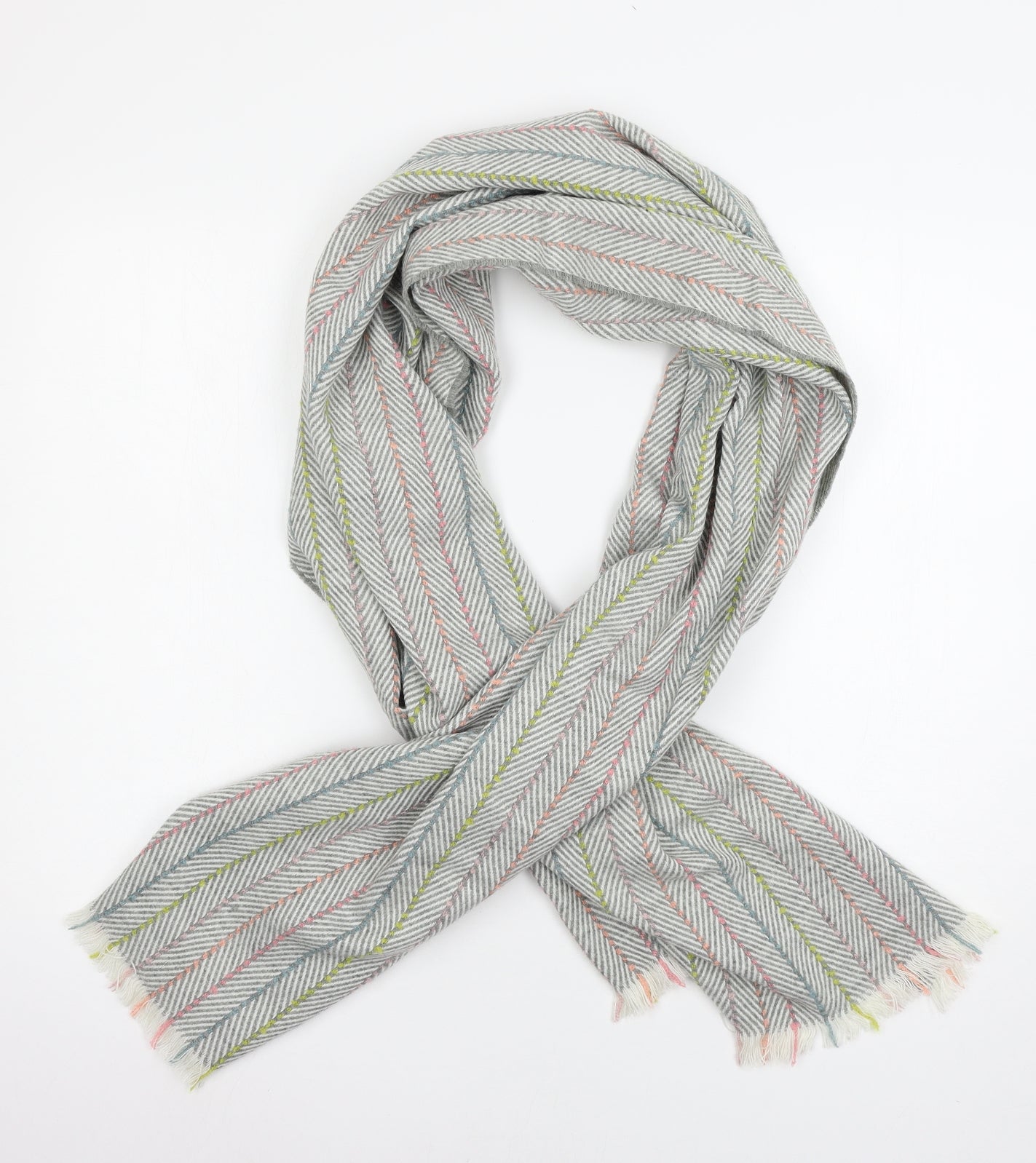 Oasis Womens Grey Striped Knit  Scarf