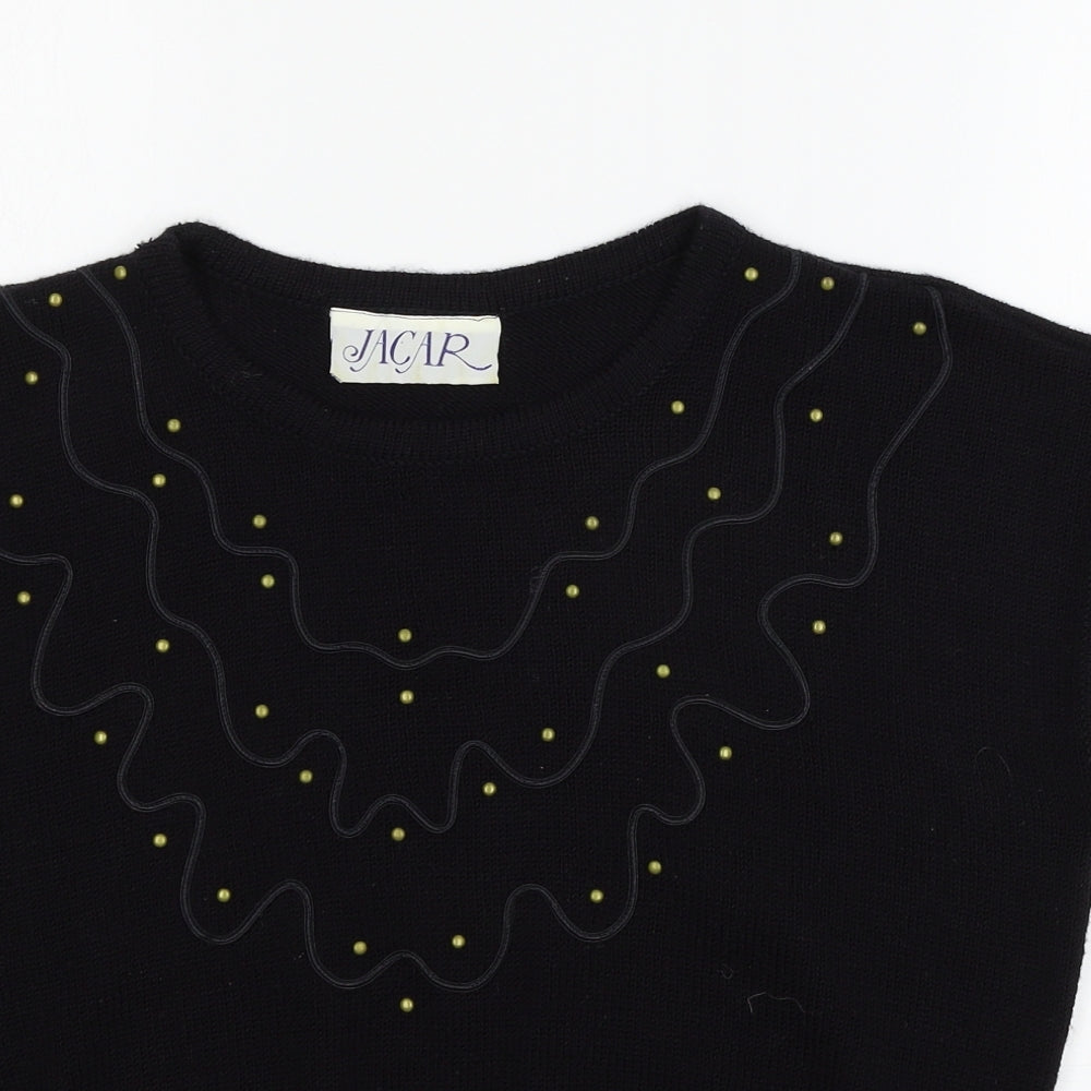 Jacar Womens Black  Knit Pullover Jumper Size XL