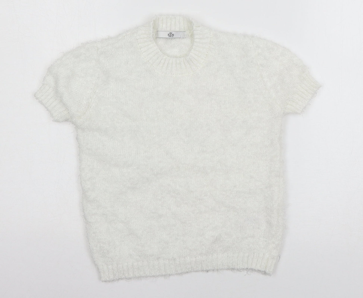 Marks and Spencer Girls White  Knit Pullover Jumper Size 9-10 Years