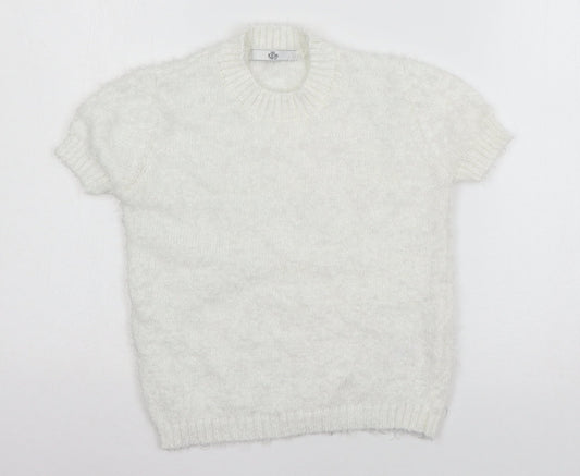 Marks and Spencer Girls White  Knit Pullover Jumper Size 9-10 Years