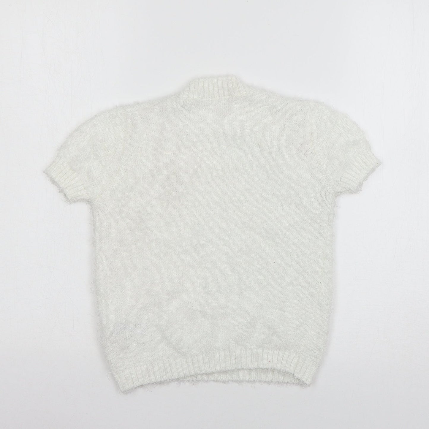 Marks and Spencer Girls White  Knit Pullover Jumper Size 9-10 Years
