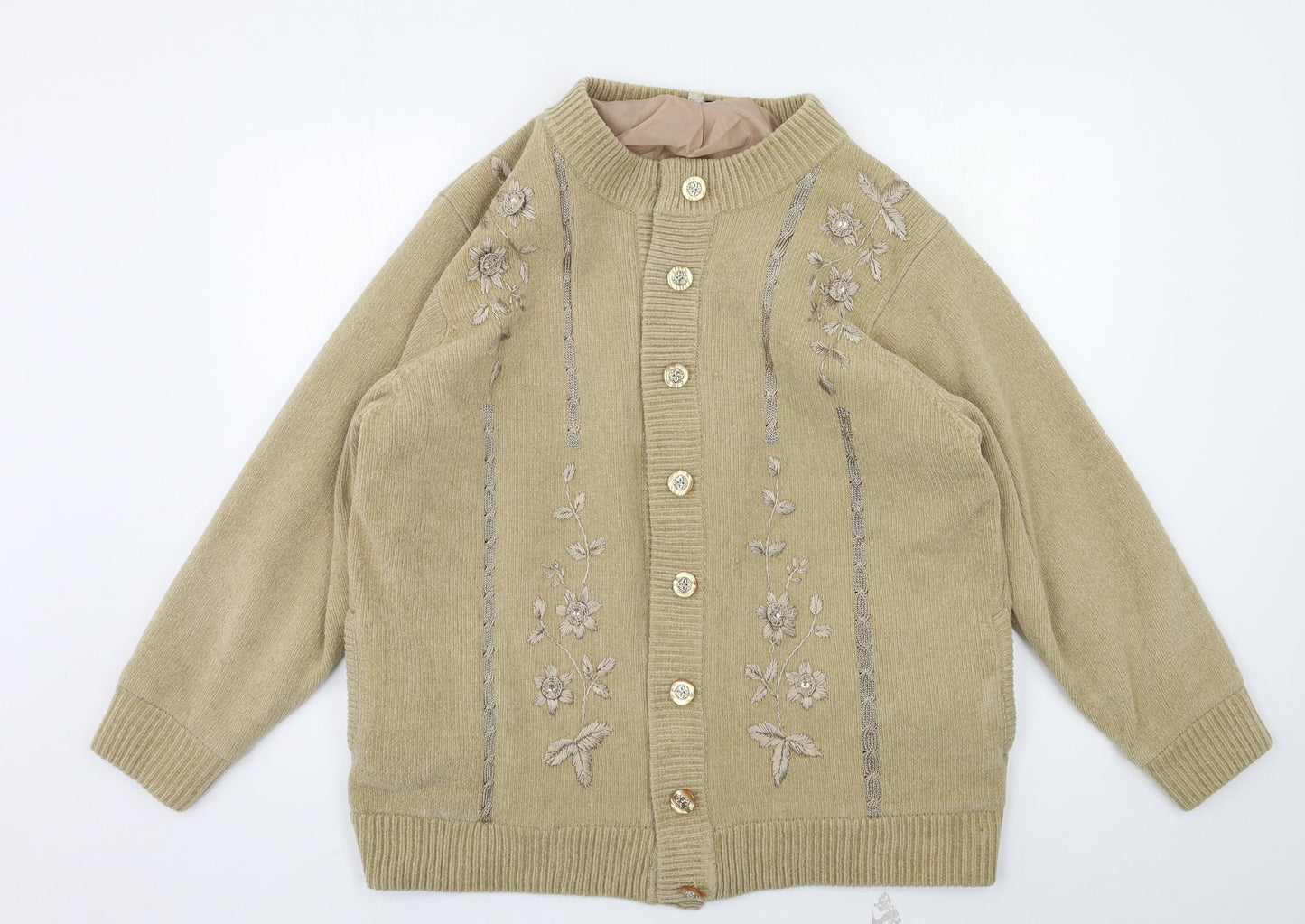 FAYLOUISE  Womens Beige Houndstooth  Cardigan Jumper Size XL