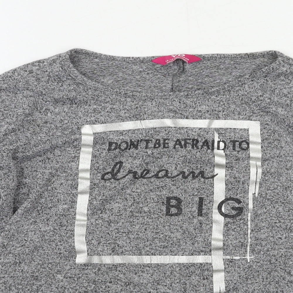 YD Girls Grey   Basic T-Shirt Size 12-13 Years