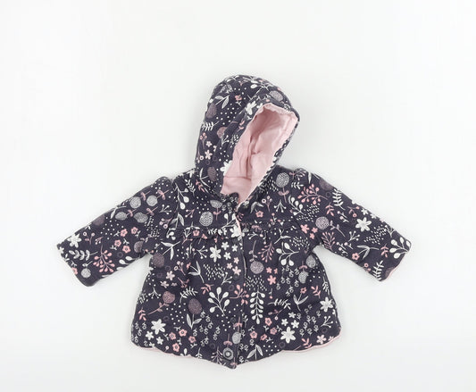 George  Girls Purple Floral  Jacket  One Size