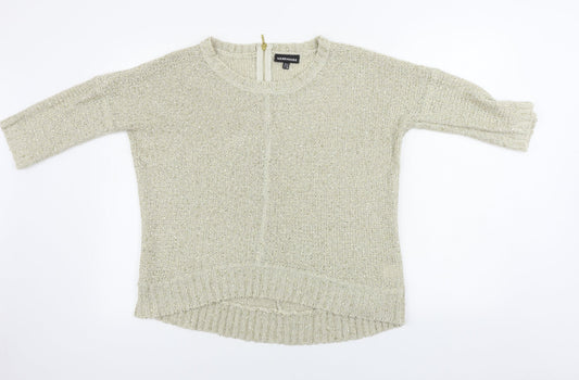Warehouse Womens Beige   Pullover Jumper Size 12  - sequin detail