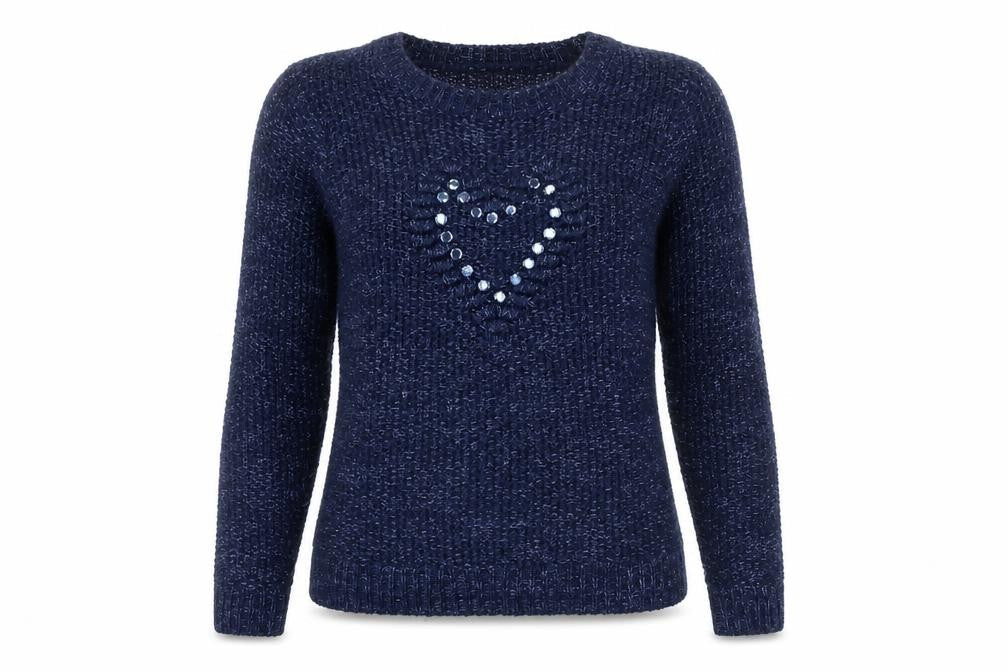 Miyoko Womens Blue   Pullover Jumper Size M  - heart detail