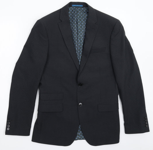 One Six Five Mens Grey Houndstooth  Jacket Suit Jacket Size 36
