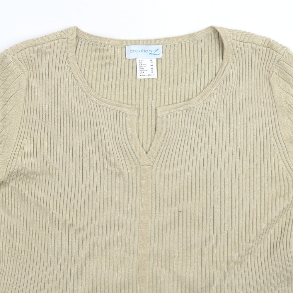 Creation Womens Grey  Knit Pullover Jumper Size 16