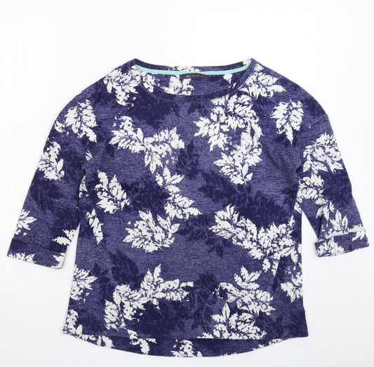 Marks and Spencer Womens Blue Floral Knit Pullover Jumper Size 12