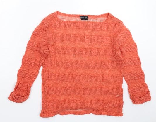 Topshop Womens Orange  Knit Pullover Jumper Size 10