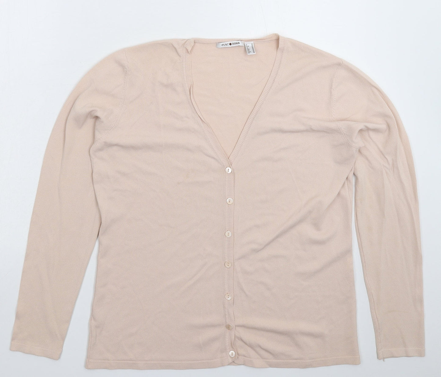 Punt Roma Womens Beige  Knit Cardigan Jumper Size M
