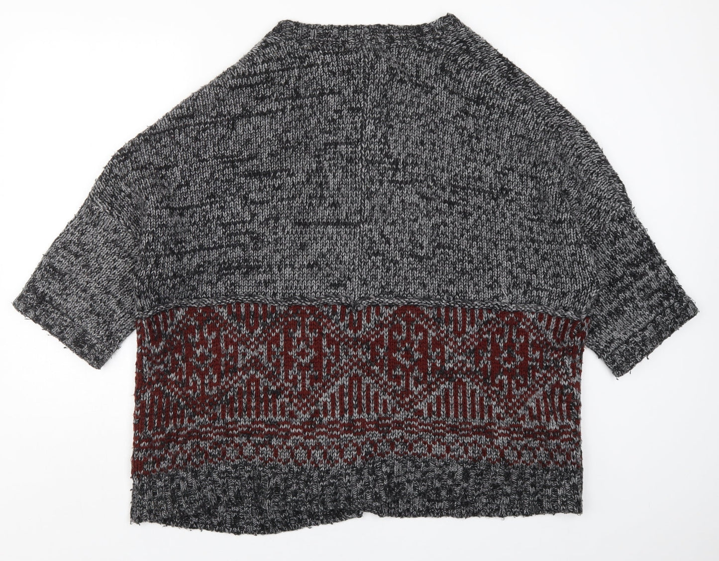 Simple City Womens Grey Geometric Knit Cardigan Jumper Size M