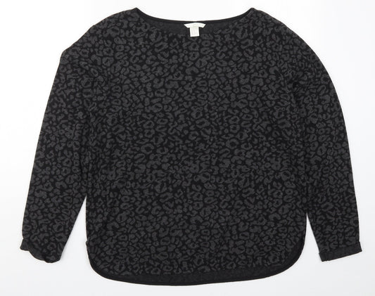 H&M Womens Grey Animal Print Knit Pullover Jumper Size M