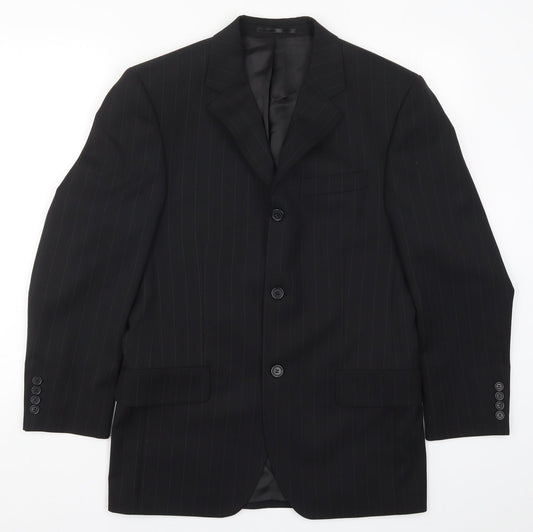 Charlton Gray Mens Black Striped  Jacket Suit Jacket Size 36