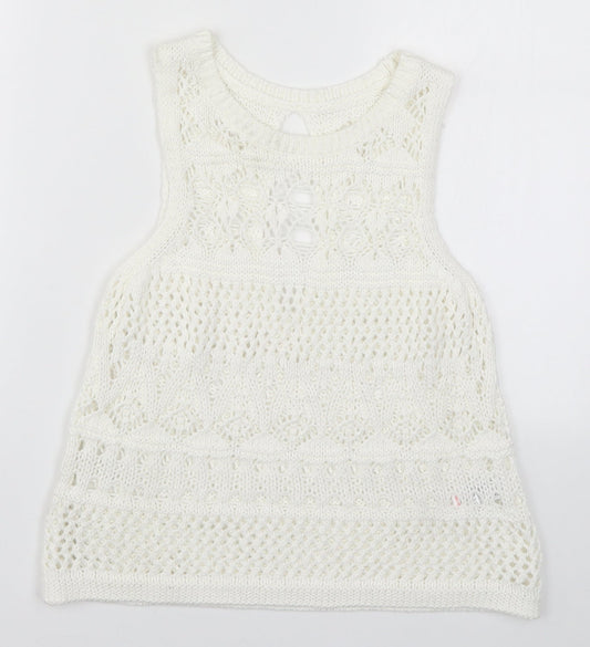 NEXT Womens White  Knit Vest Jumper Size 6