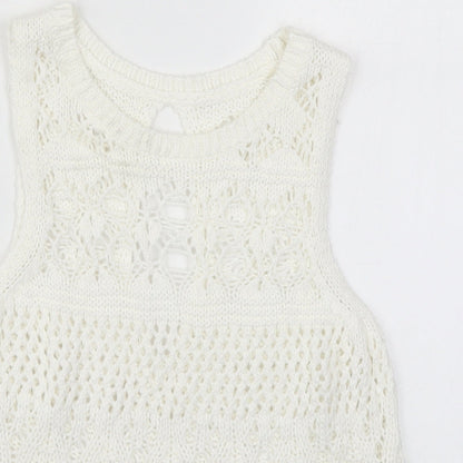 Next Womens White  Knit Vest Jumper Size 6