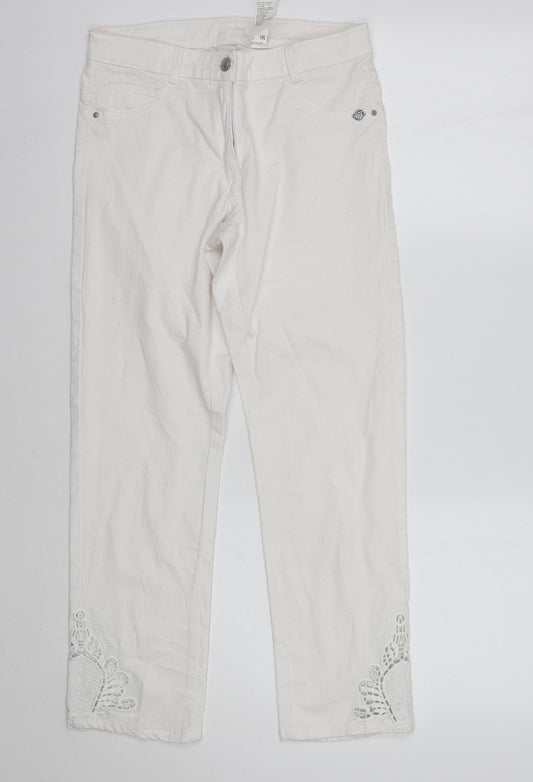 Preworn Womens Ivory   Cropped Jeans Size 8 L26 in