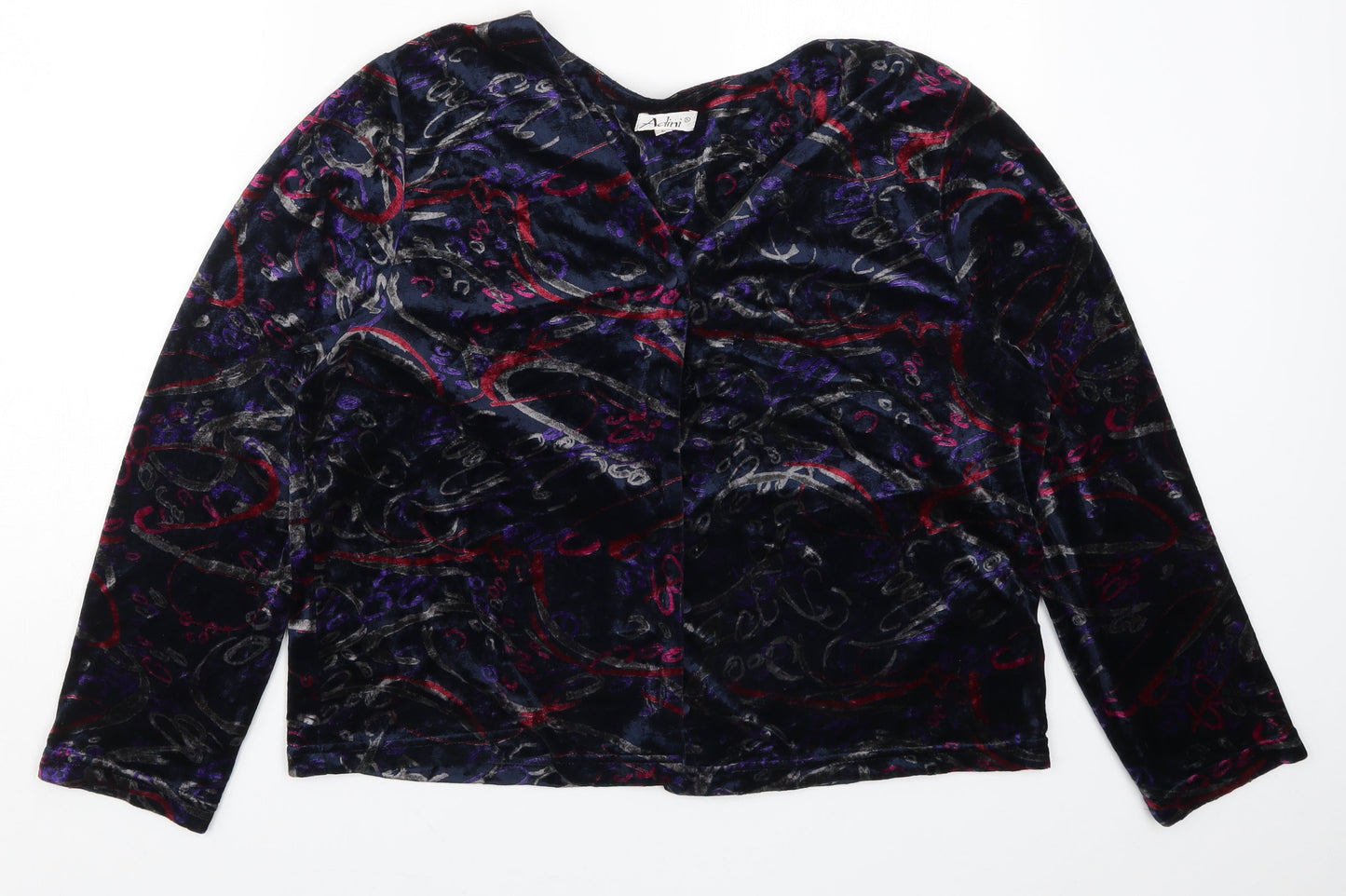 Adidni Womens Multicoloured Geometric  Basic Button-Up Size L