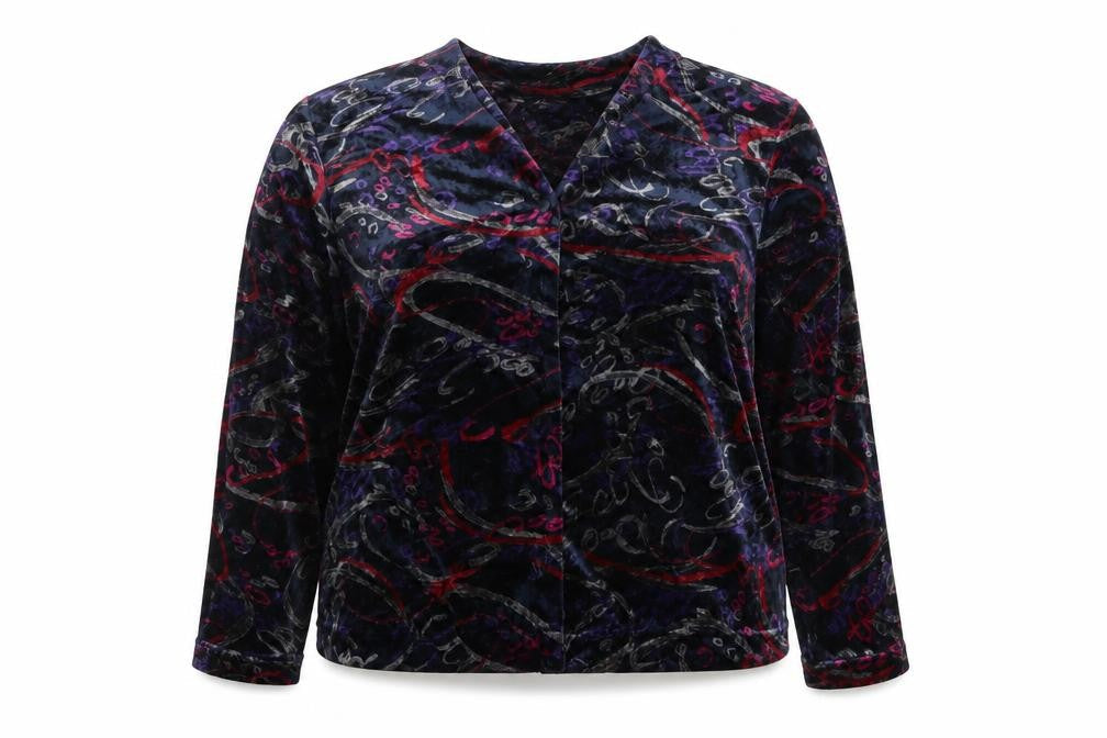 Adidni Womens Multicoloured Geometric  Basic Button-Up Size L