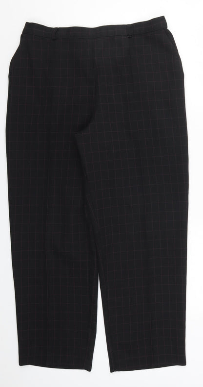 Marks & Spencer Womens Black Check  Trousers  Size 18 L26 in - Pink