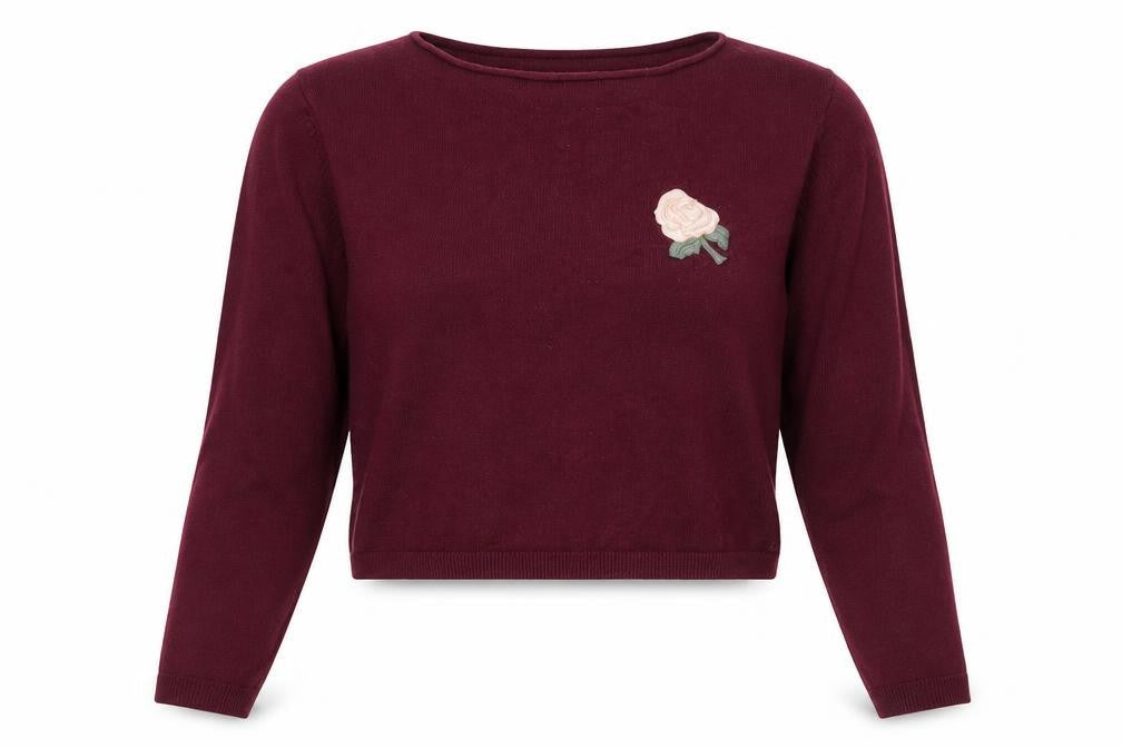 Pull&Bear Womens Red  Knit Pullover Jumper Size S  - Flower