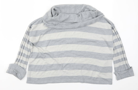 Per Una Womens Grey Striped Knit Pullover Jumper Size 12