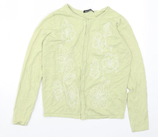 Bonmarché Womens Green Floral Knit Cardigan Jumper Size XS
