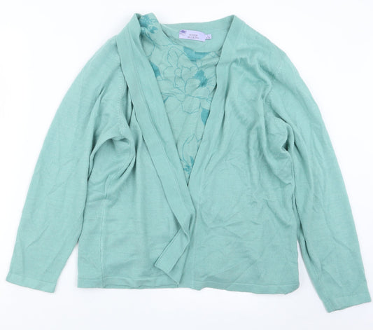 EWM Womens Green  Knit Cardigan Jumper Size 18  - Top and cardigan in one