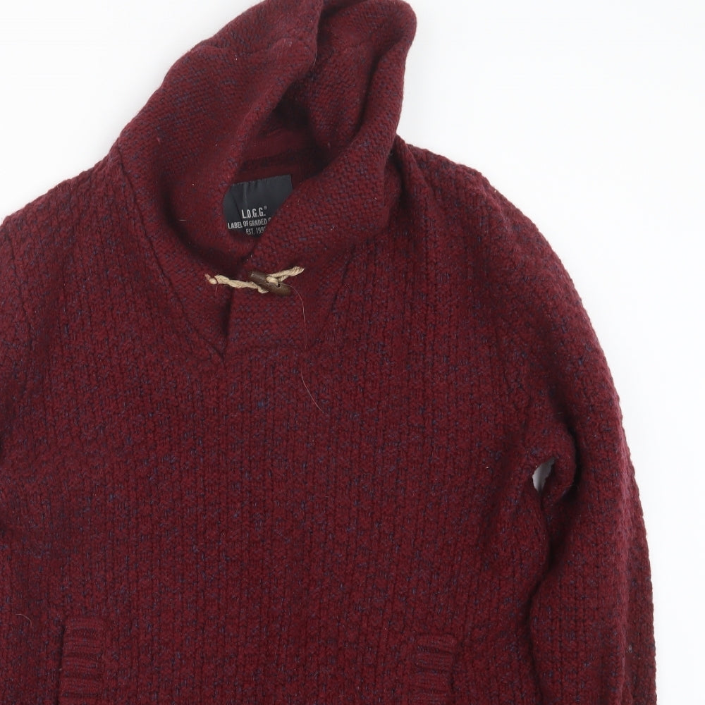 H&M Mens Red  Knit Pullover Sweatshirt Size S