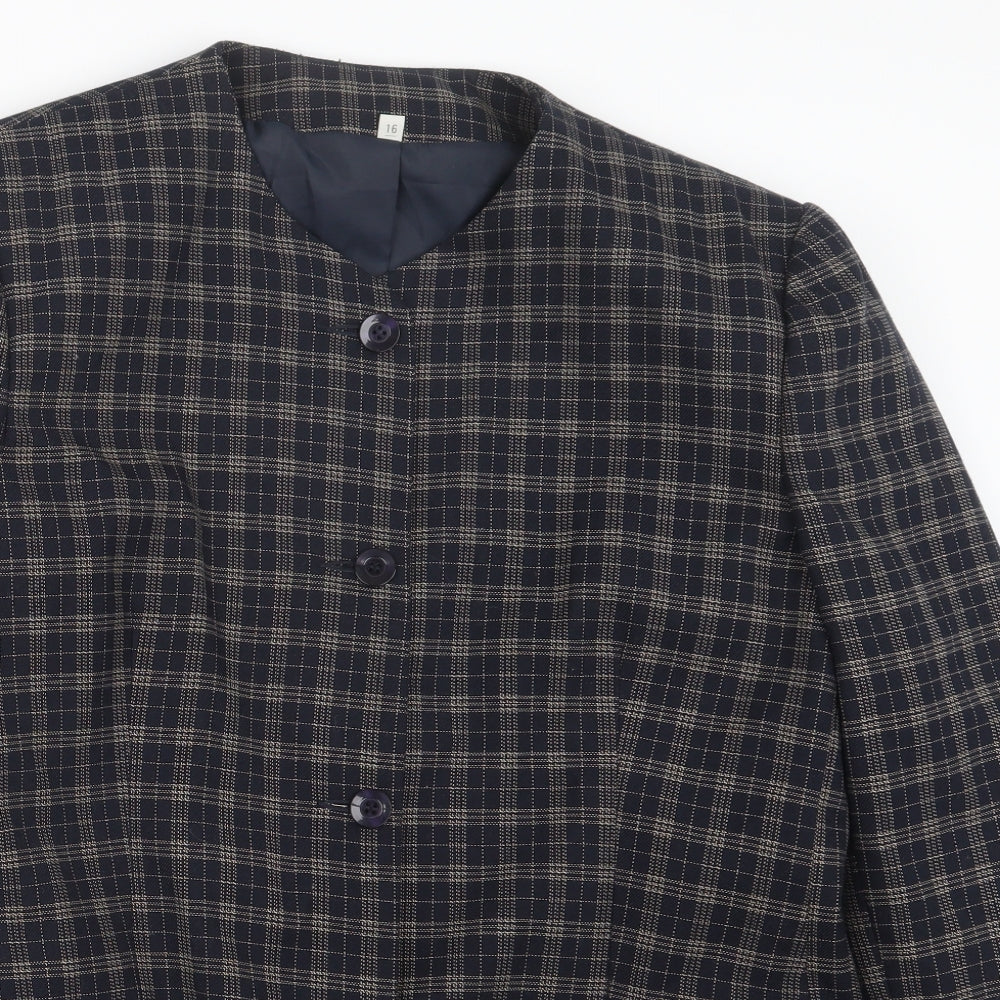 Compliments Womens Blue Check  Jacket  Size 16