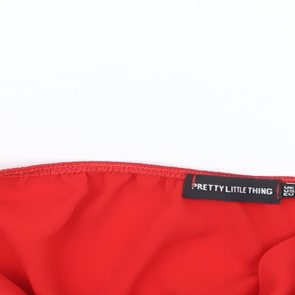 PRETTYLITTLETHING Womens Red   Cropped T-Shirt Size 8