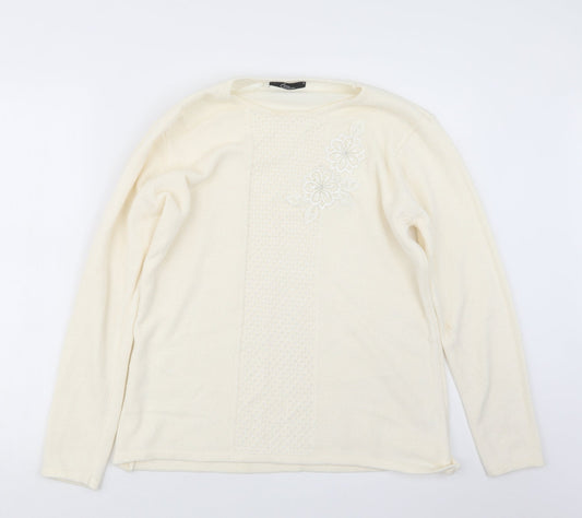 BM Womens Ivory  Knit Pullover Jumper Size M