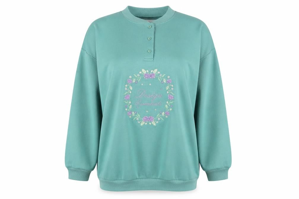 Design Essentials Womens Blue  Jersey Pullover Sweatshirt Size S