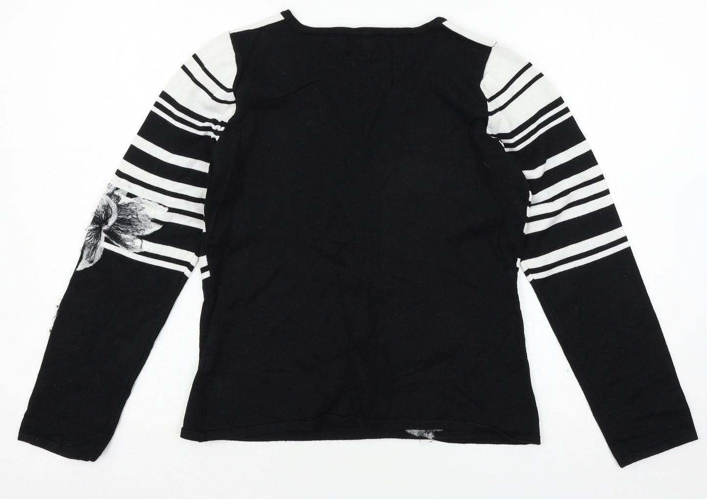 Diva Womens Black Striped Knit Pullover Jumper Size 10