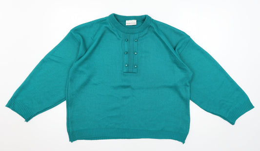 Janique Womens Blue  Knit Pullover Jumper Size 16