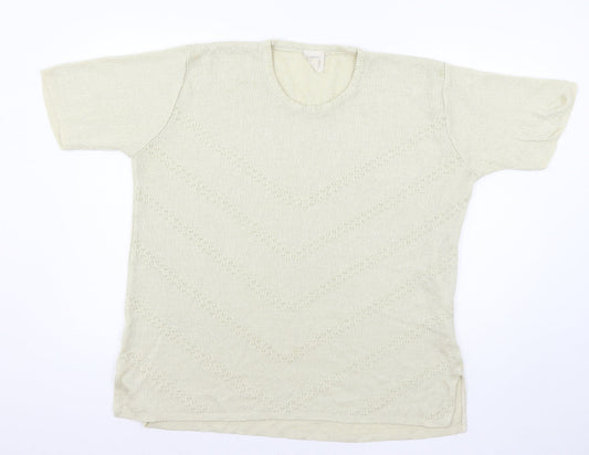 Preworn Womens Beige  Knit Basic T-Shirt Size 20