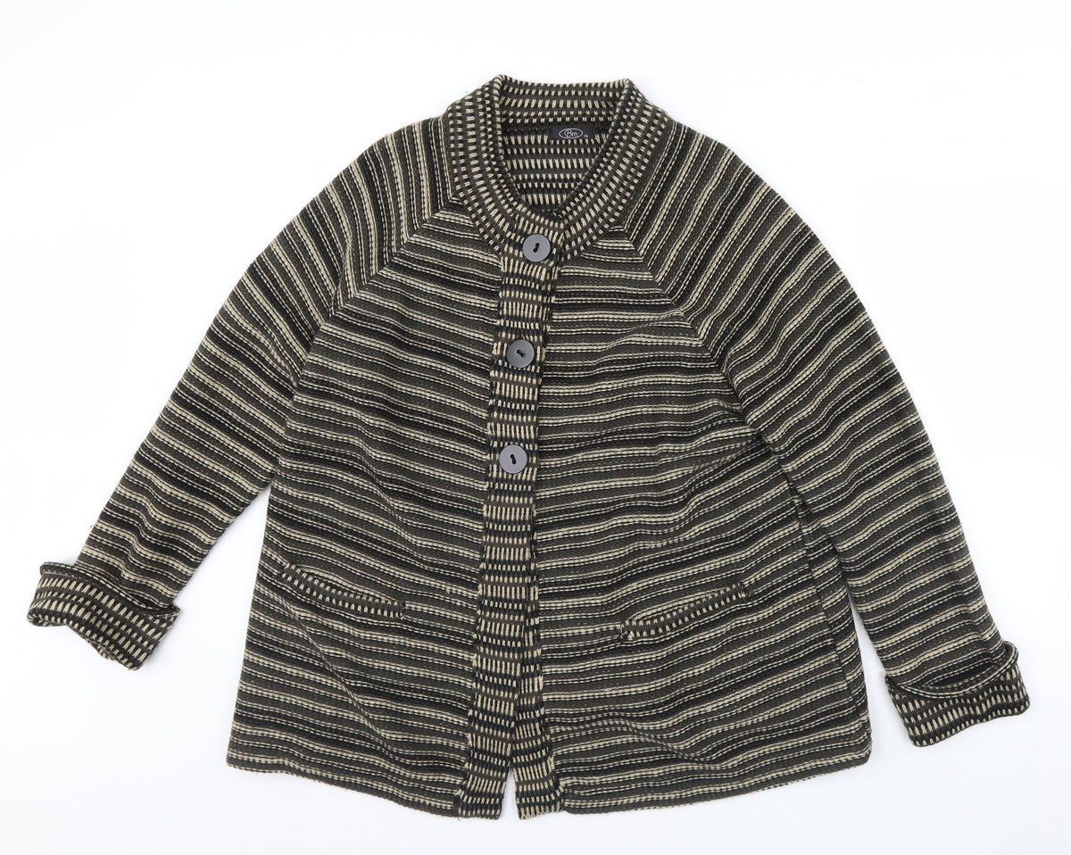 Bonmarché Womens Brown Striped Jacket Size XL