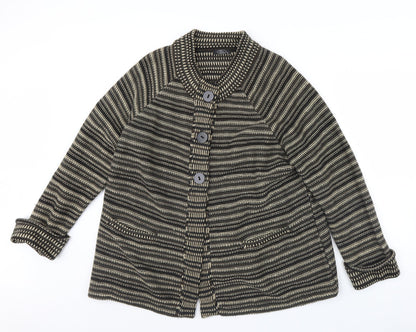 Bonmarché Womens Brown Striped Jacket Size XL