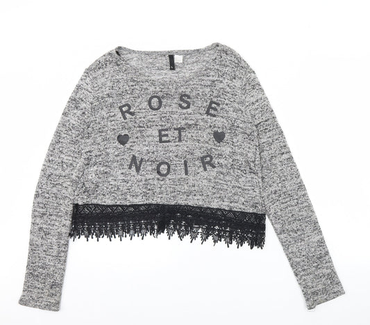 H&M Womens Grey   Pullover Jumper Size L