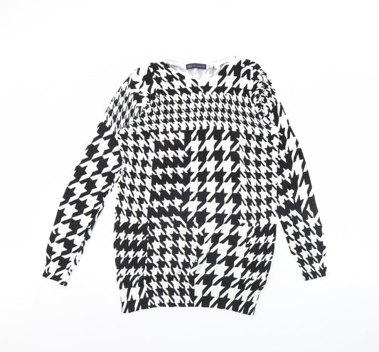 M&s Womens Black Herringbone  Pullover Jumper Size 12