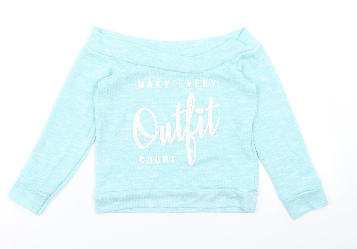 Boohoo Girls Blue   Pullover Sweatshirt Size 9-10 Years