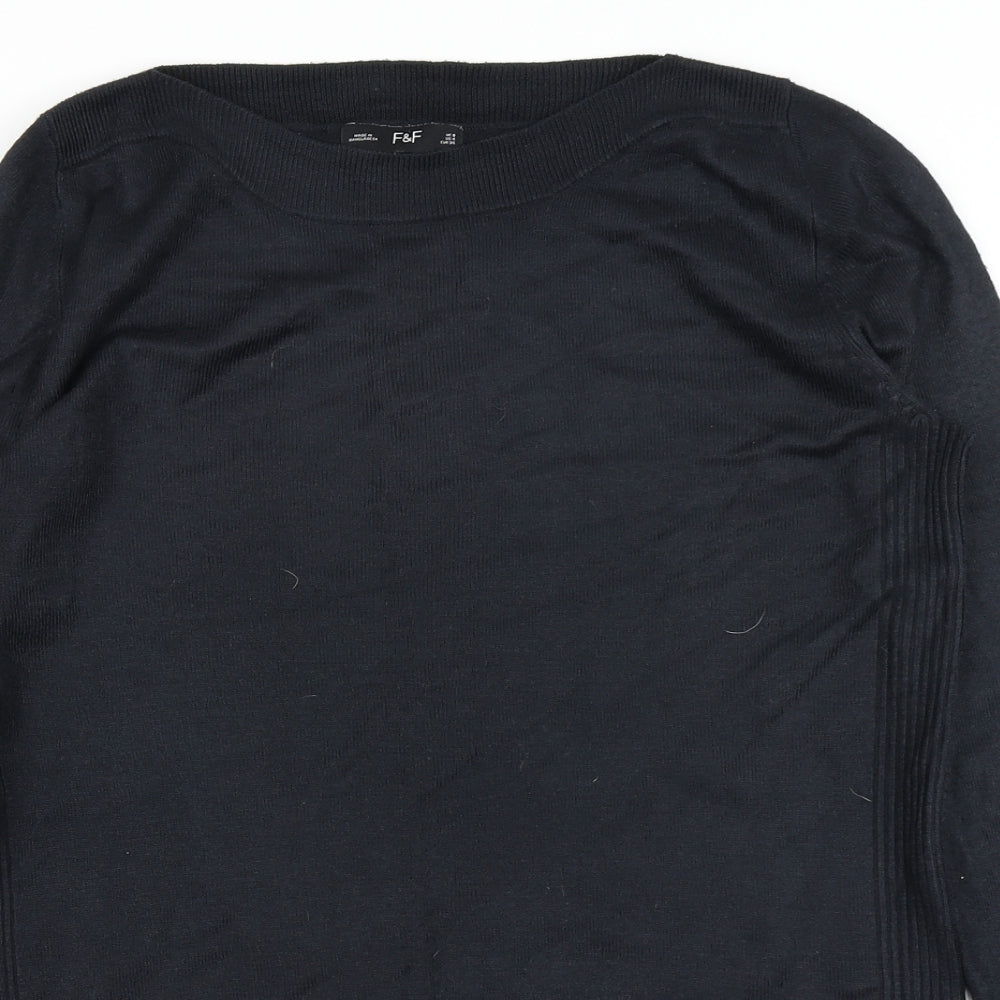 F&F Womens Blue  Knit Pullover Jumper Size 8