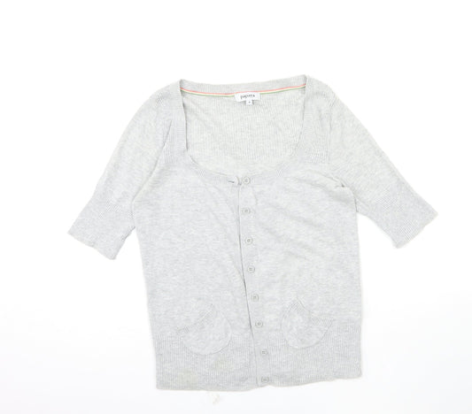 Papaya Womens Grey  Knit Cardigan Jumper Size 8