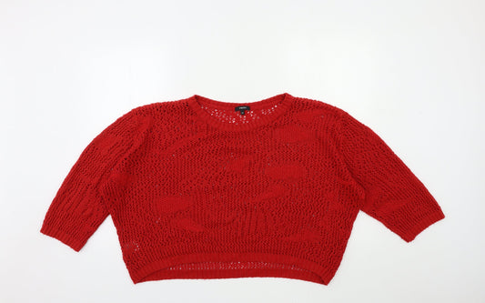 Papaya Womens Red  Knit Pullover Jumper Size 16