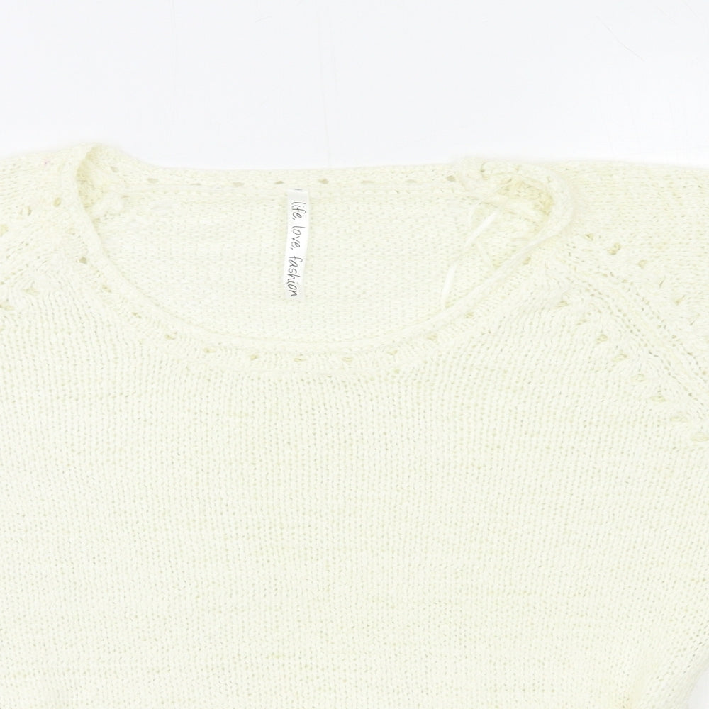E-vie Womens White  Knit  Jumper Size 14