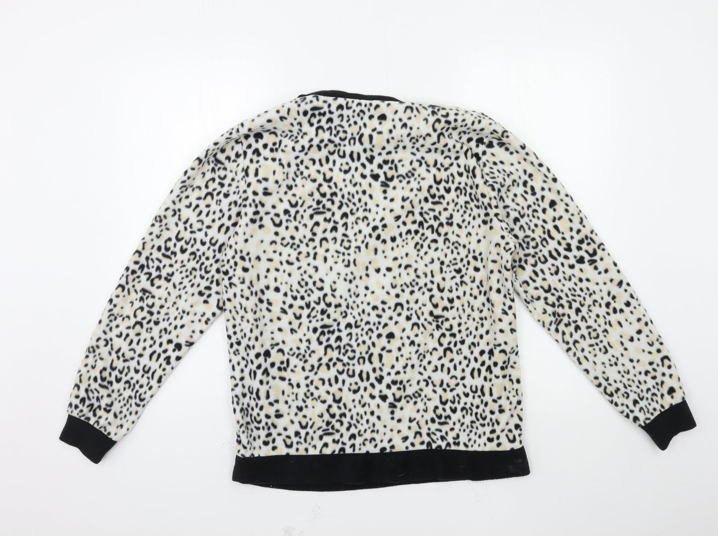 Avon Womens White Animal Print Fleece Top Pyjama Top Size 10