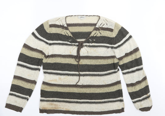 Papaya Womens Multicoloured Striped  Pullover Jumper Size 16