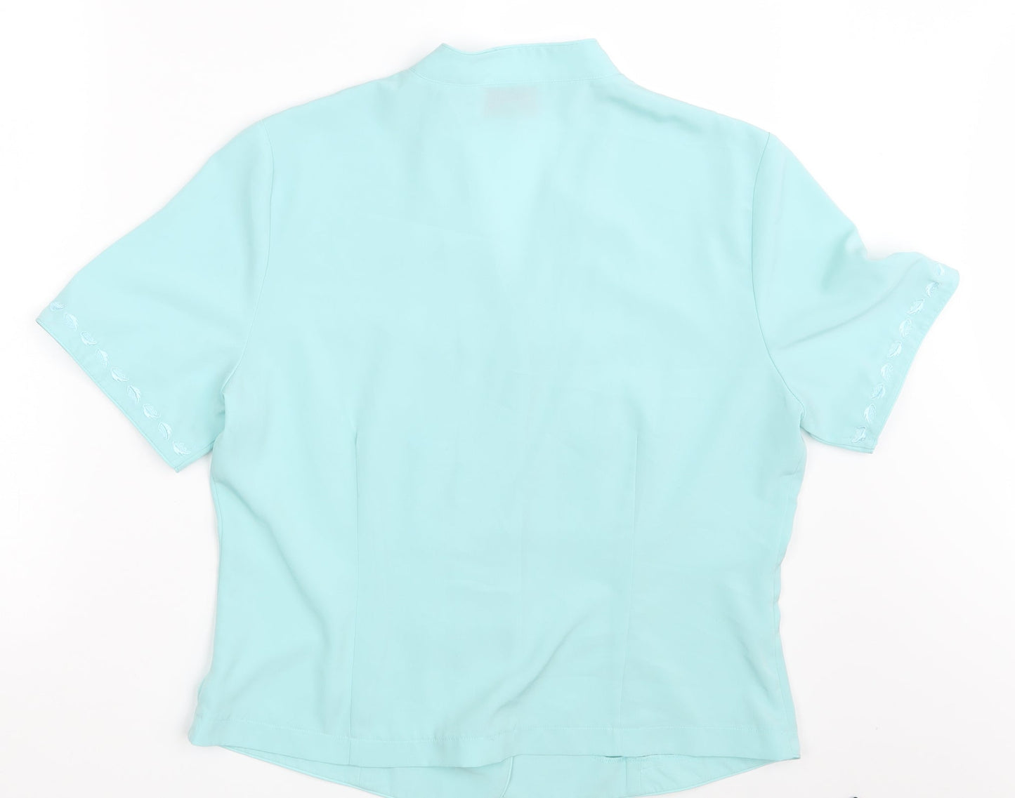 Riddella Womens Green Geometric  Basic Button-Up Size 14